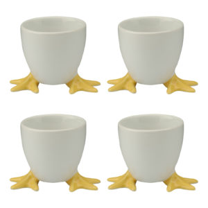 Set of 4 Chicken Feet Egg Cups with Yellow Feet