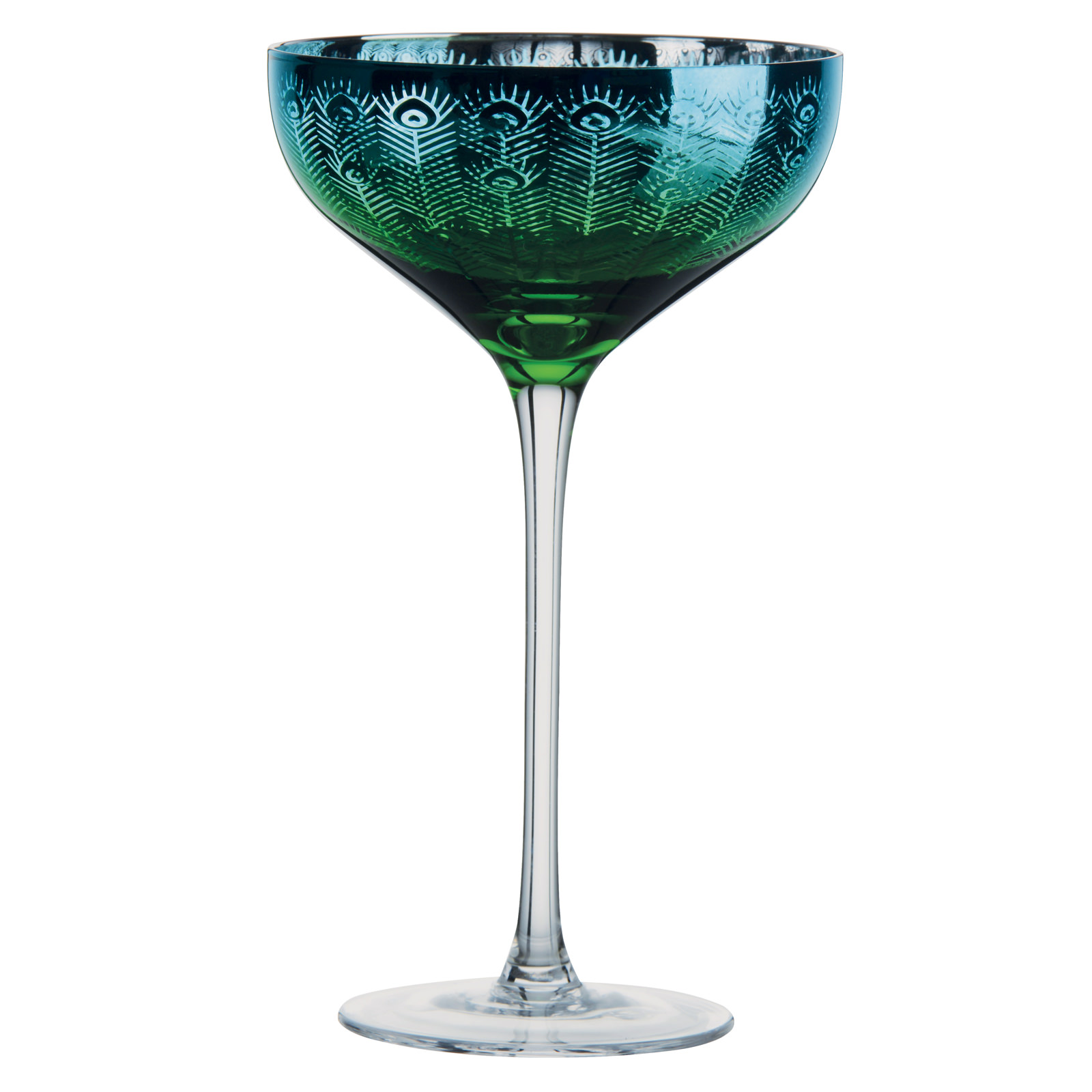 Set of 2 Peacock Champagne Saucers