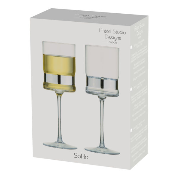 Set of 2 SoHo Wine Glasses Silver
